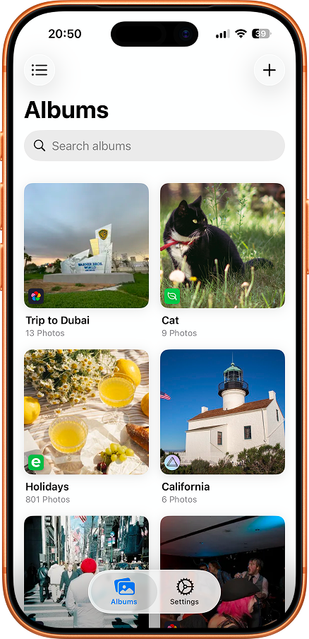OmniAlbum - Browse albums from Immich, Nextcloud, PhotoPrism, Lychee and Ente
